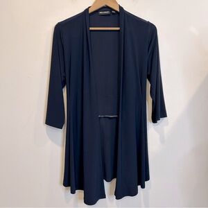 Nina Leonard Wrap Jersey Tie Cardigan Navy Blue